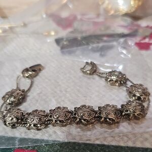 Elegant Silver Tone Ladybug Bracelet
